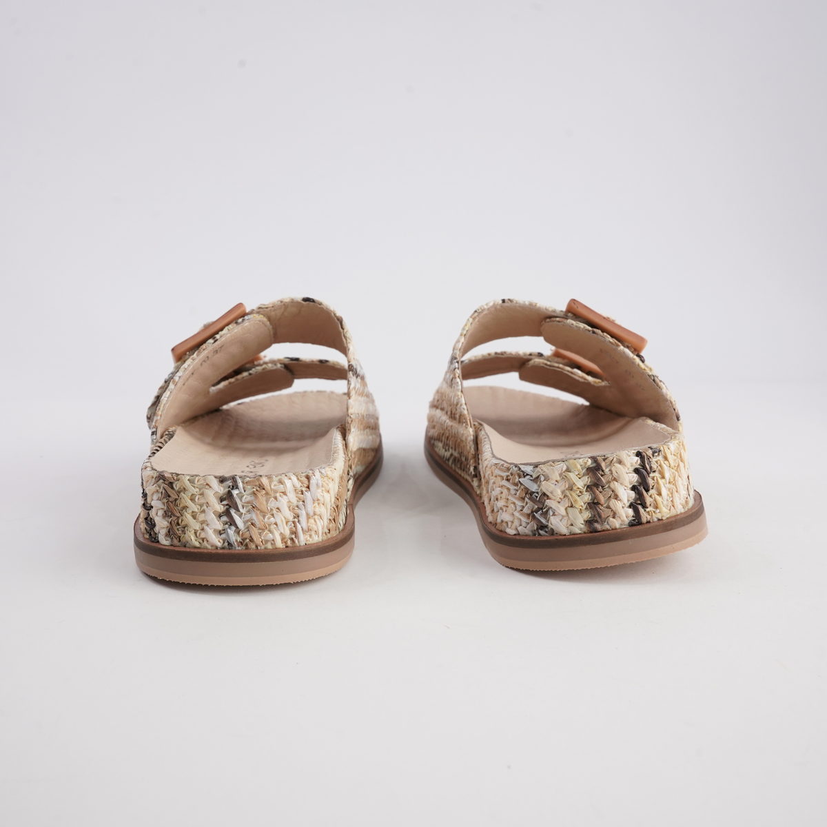 Ixey Natural Multi Raffia Slides - TOP END | Shouz
