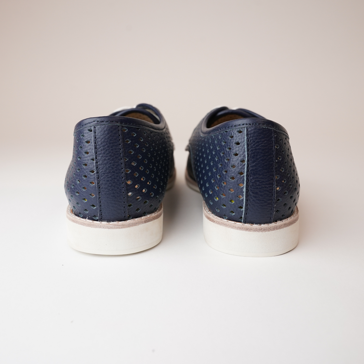 Derby Punch Navy Tumble Lace Up Flats - ROLLIE | Shouz