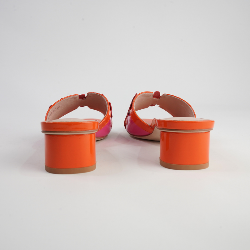 Hetti Orange/ Pink Multi Patent Leather Heels