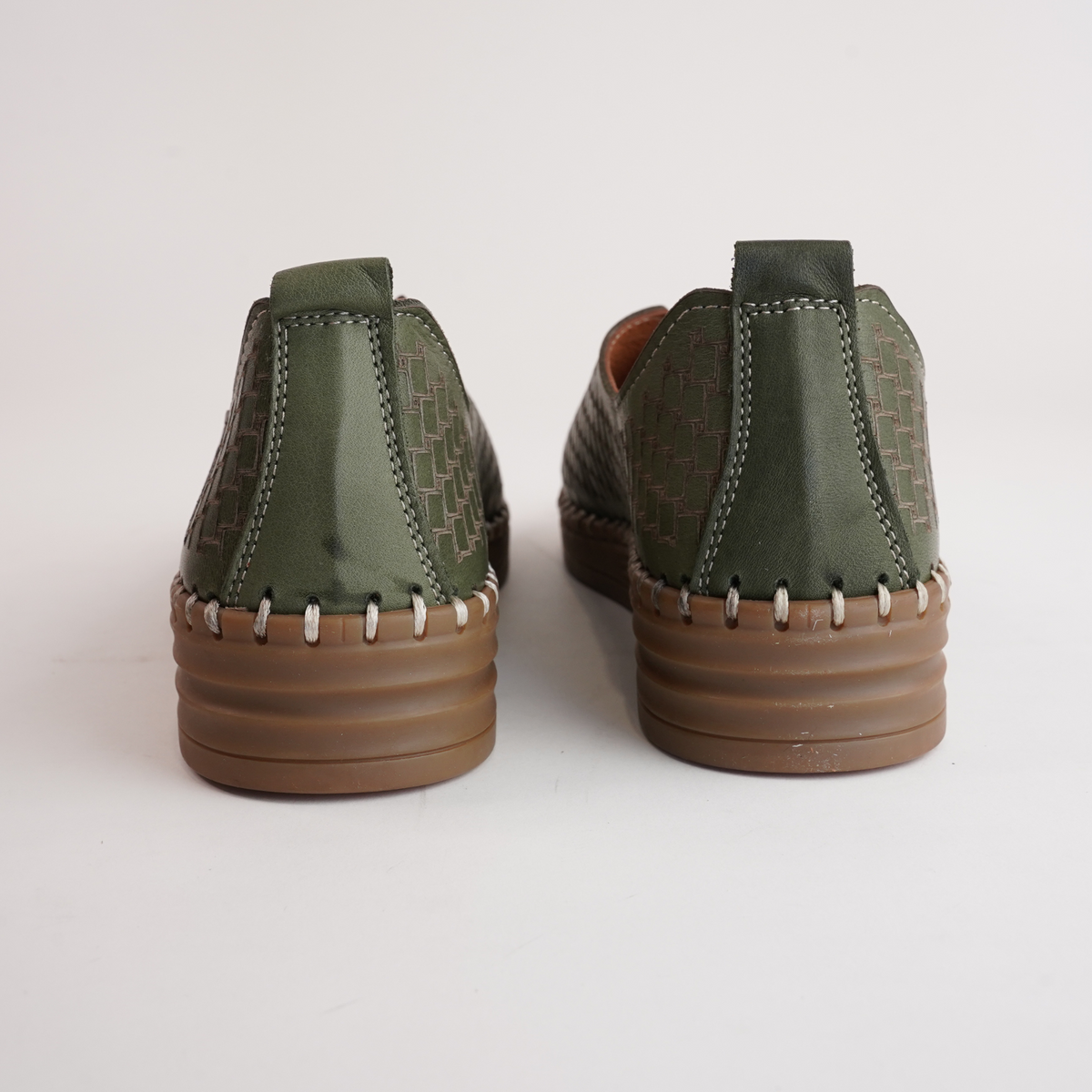 Lassy Dark Olive Leather Sneakers - SALA | Shouz