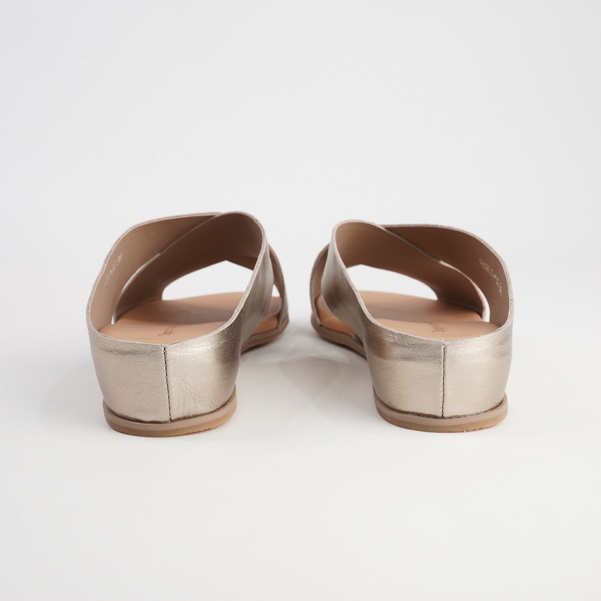 Harli Champagne Leather Slides - DJANGO AND JULIETTE | Shouz