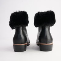 Lollys Black Leather/ Black Fur Ankle Boots - DJANGO AND JULIETTE | Shouz