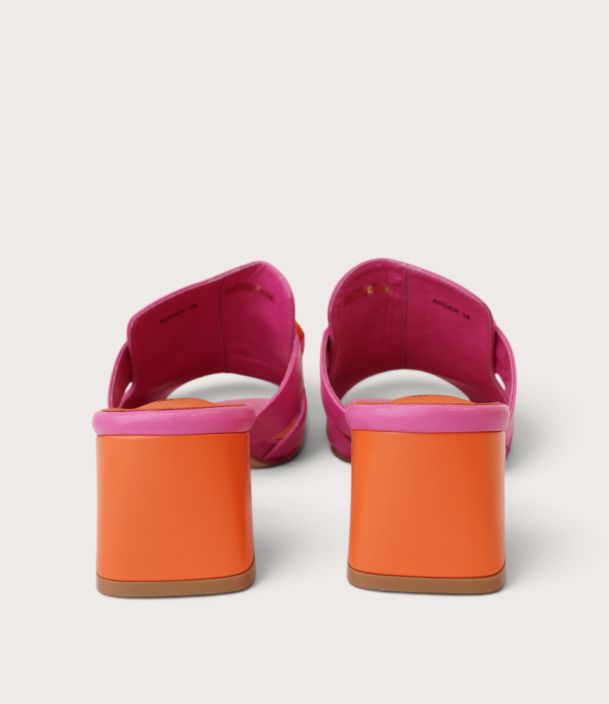 Adder Fuchsia/ Orange Leather Heels