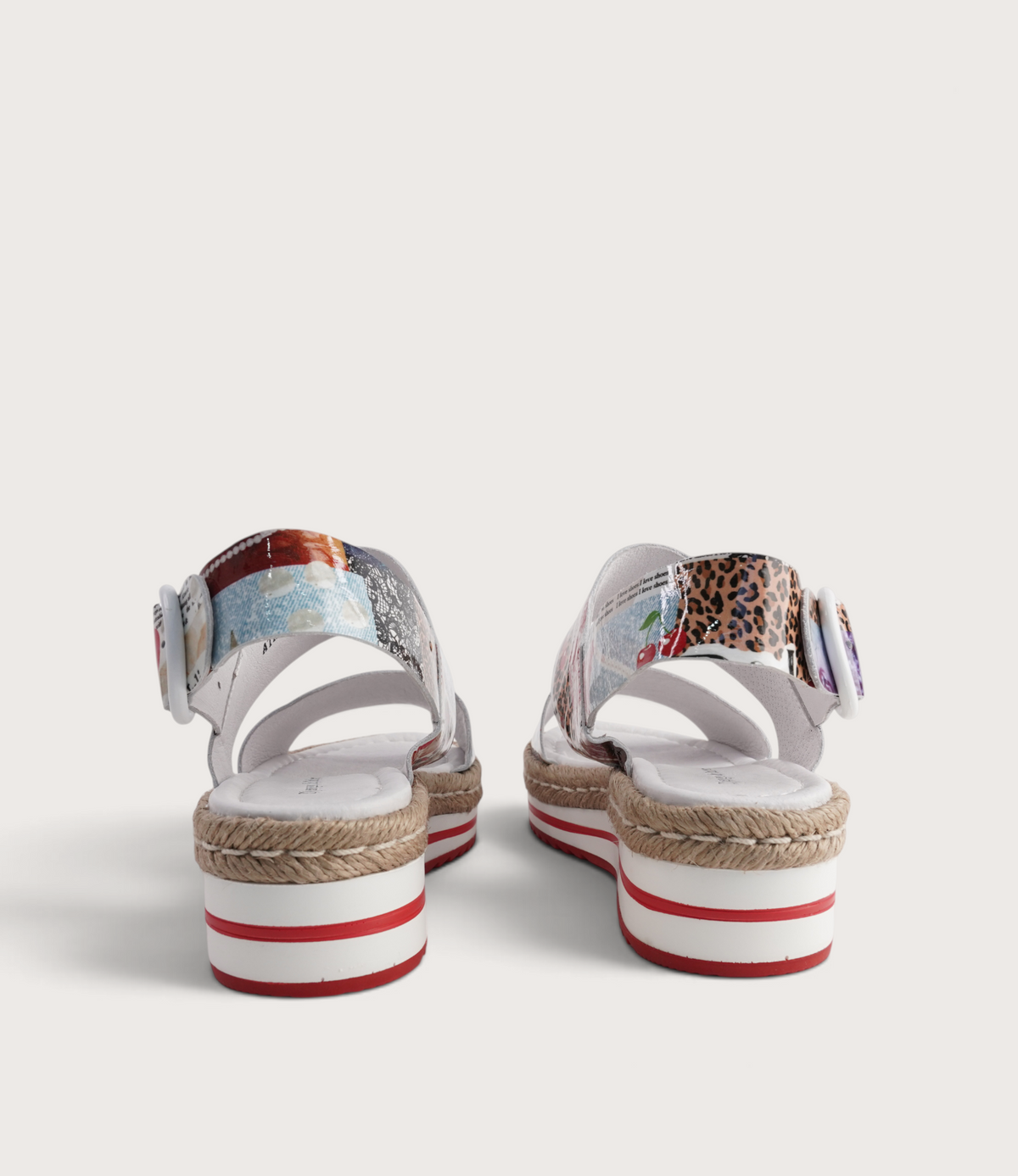 Atha Collage Print Leather Sandals