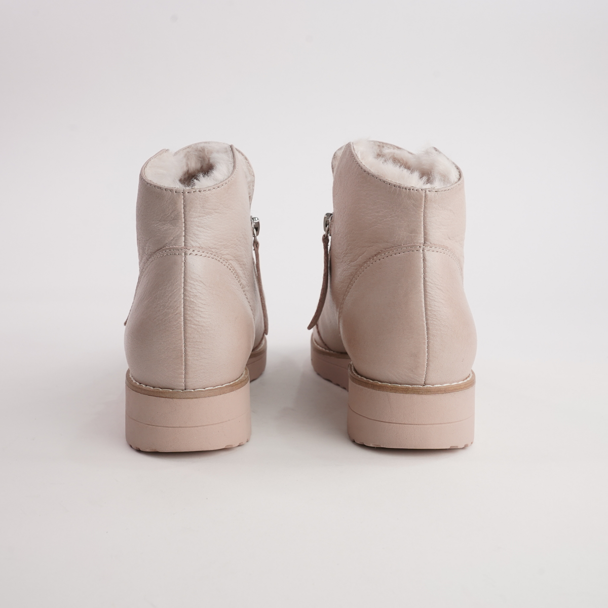 Opal Cappuccino/ Beige Fur Leather Ankle Boots - TOP END | Shouz