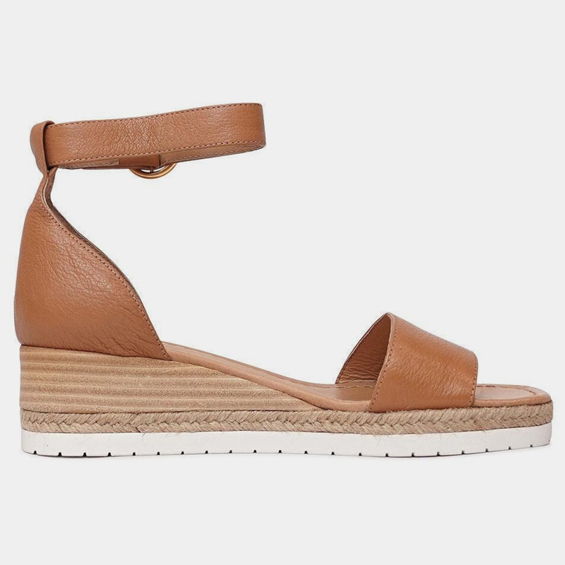 Idola Dark Tan Leather Wedges