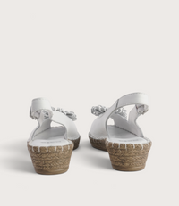 Erica White Leather Espadrille Wedges