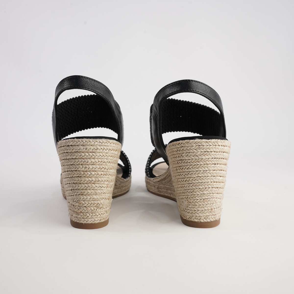 Pivey Black/ Natural Rope Espadrille Wedges - DJANGO AND JULIETTE | Shouz