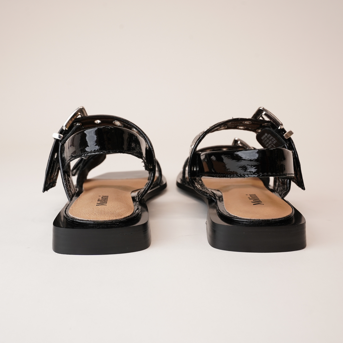 Savina Black Patent Leather Sandals - MOLLINI | Shouz