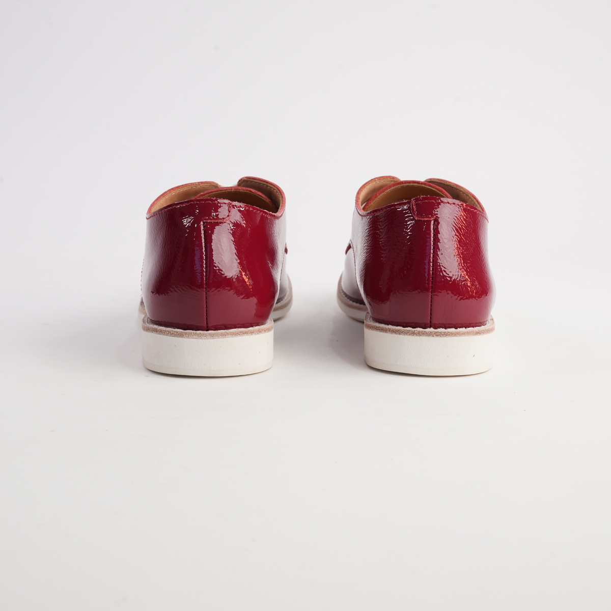 Derby Super Soft Merlot Patent Leather Lace Up Flats - ROLLIE | Shouz