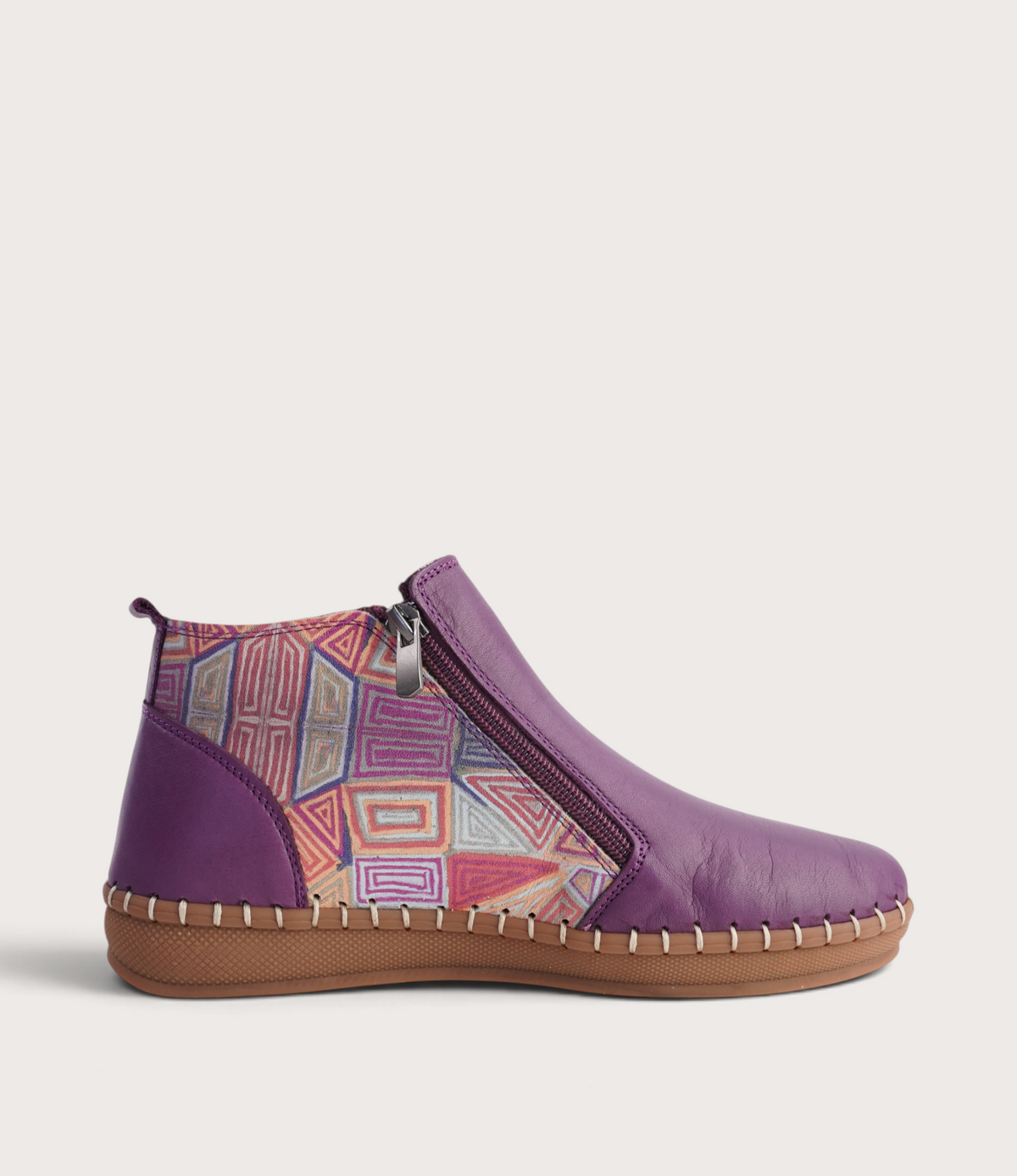 Regan Melanzana Mosaic Leather Ankle Boots