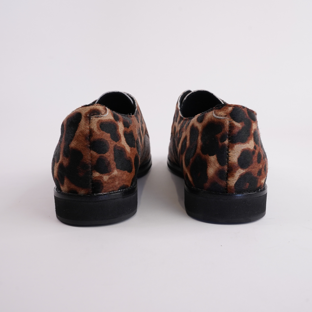 Derby Dark Camel Leopard/black Lace Up Flats - ROLLIE | Shouz