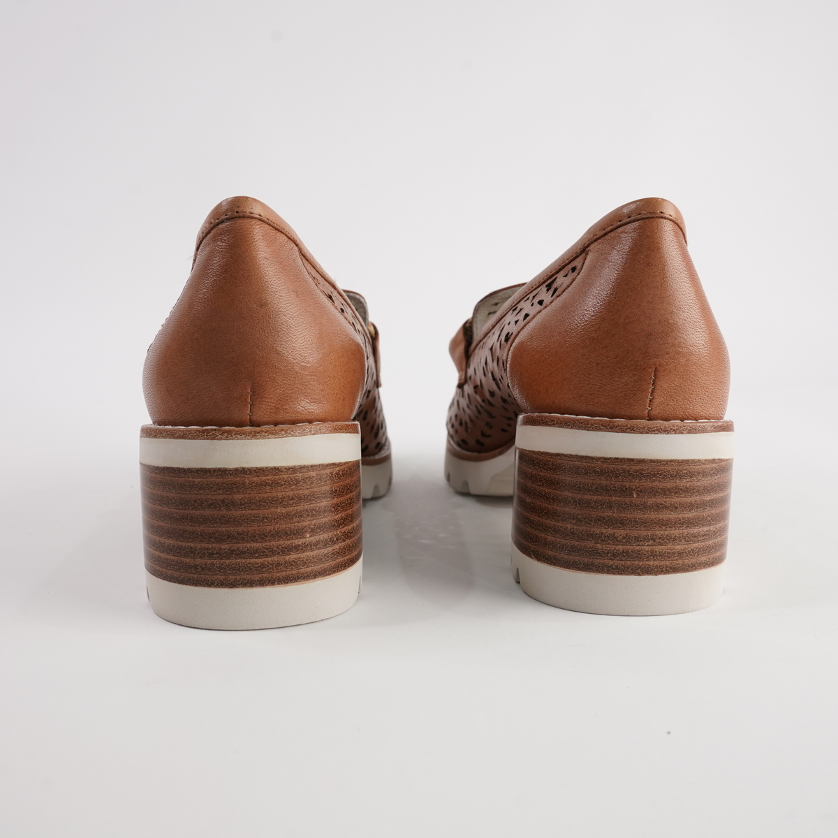 Popo Brandy Leather Heeled Loafers - BRESLEY | Shouz