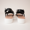 Malika Black/White Leather Sandals