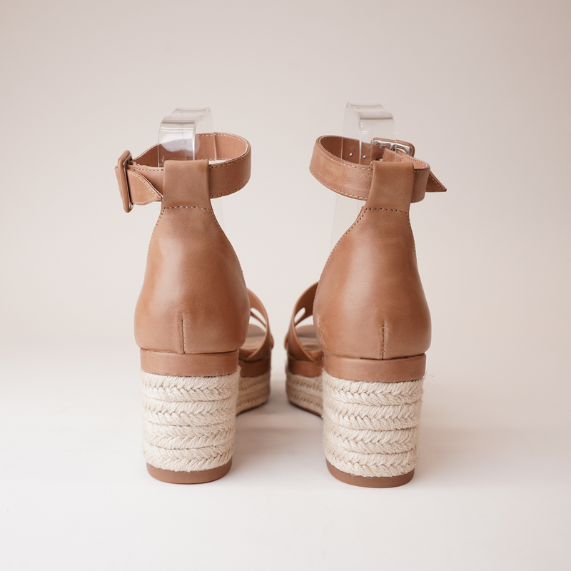 Geegie Tan Leather Espadrille Wedges