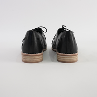 Aksel Black Leather Lace Up Flats