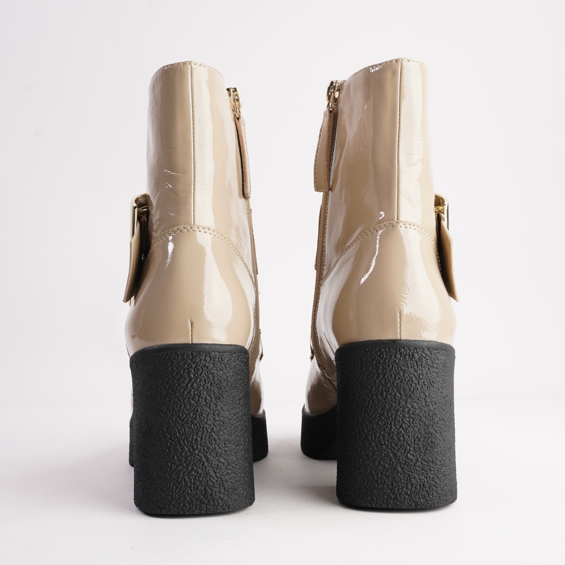 Boondoggle Taupe Patent Boots - TAMARA LONDON | Shouz