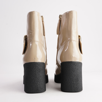 Boondoggle Taupe Patent Boots - TAMARA LONDON | Shouz