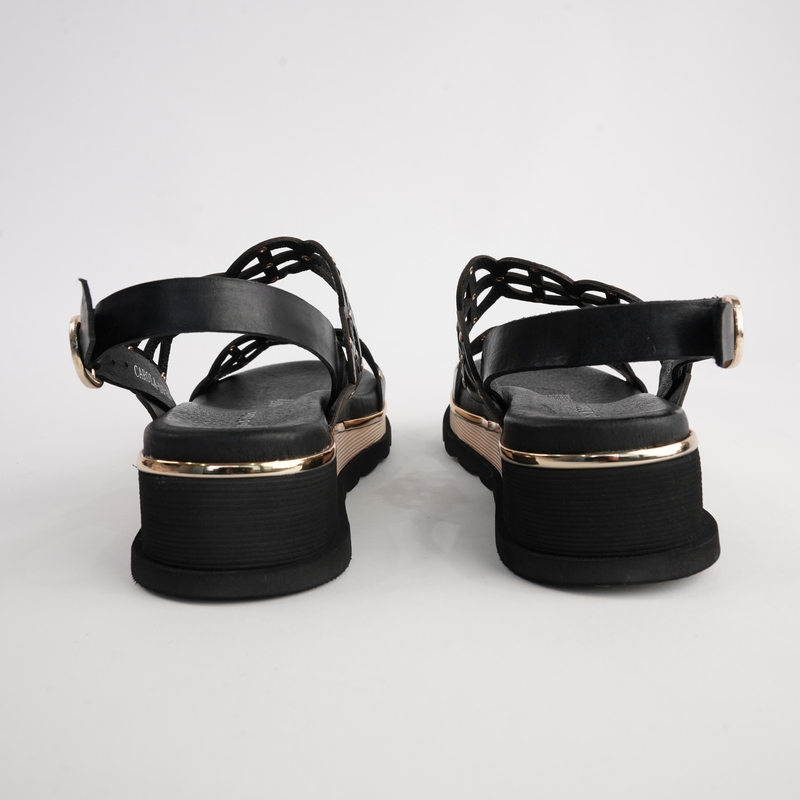 Carola Black Leather Sandals