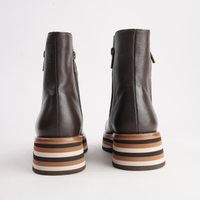 Ganni Choc Leather/ Choc Tan Multi Sole Boots - DJANGO AND JULIETTE | Shouz