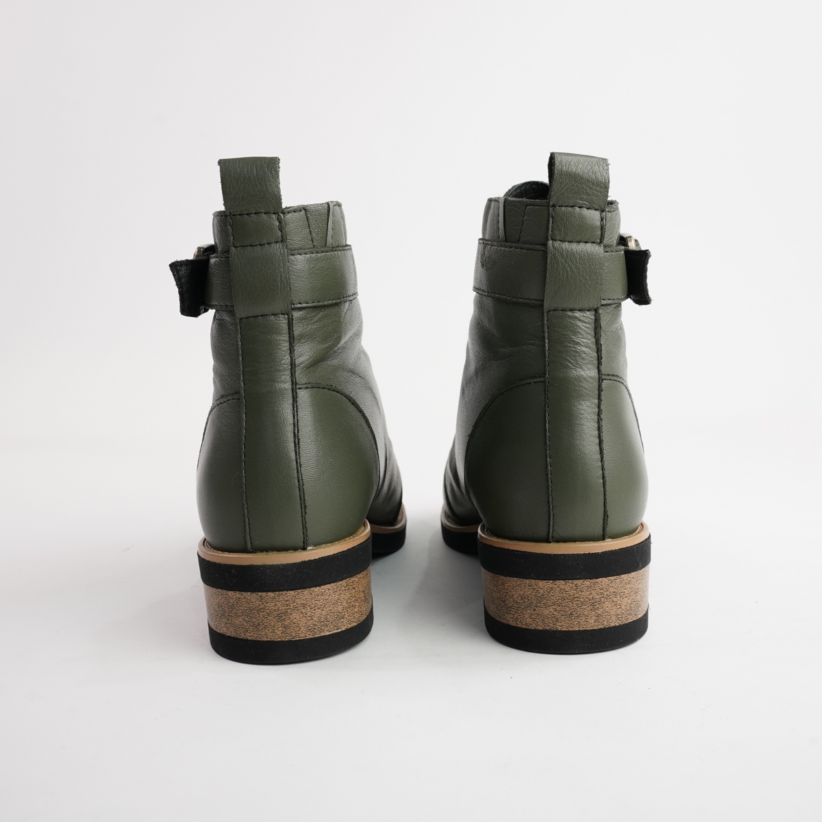 Dooley Olive Leather Ankle Boots