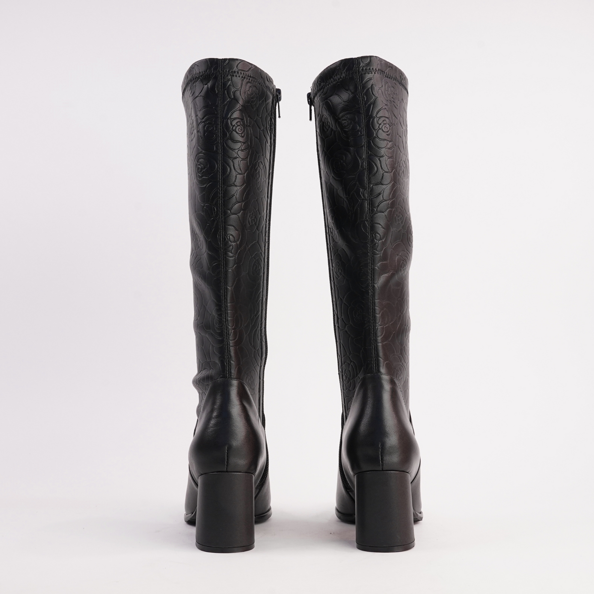 Swap Black Leather Knee High Boots