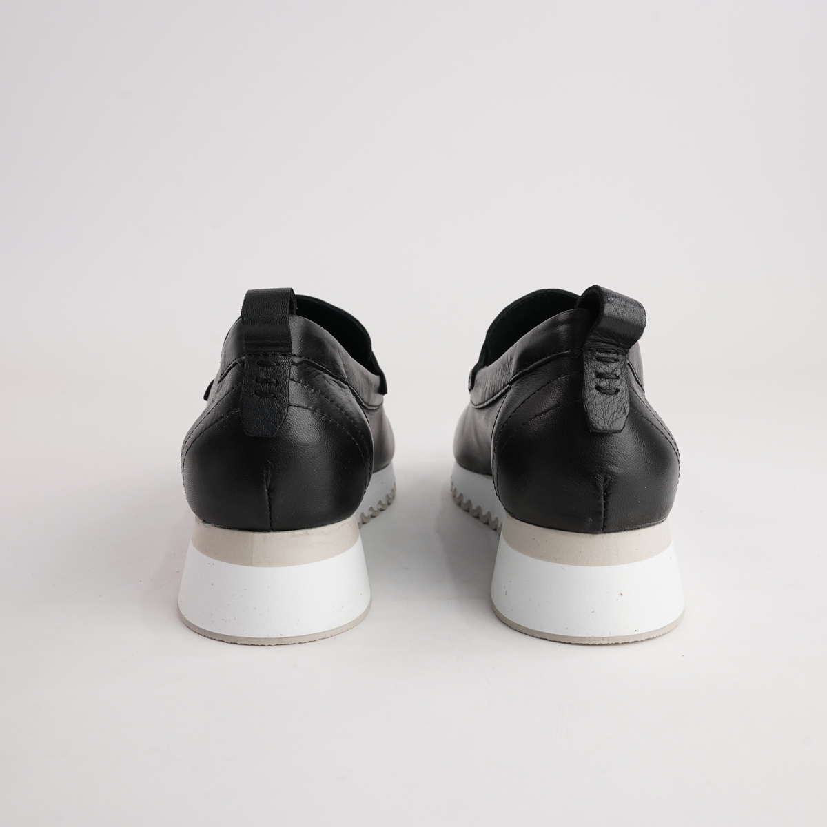 Peggy Black Leather Loafers - SALA | Shouz