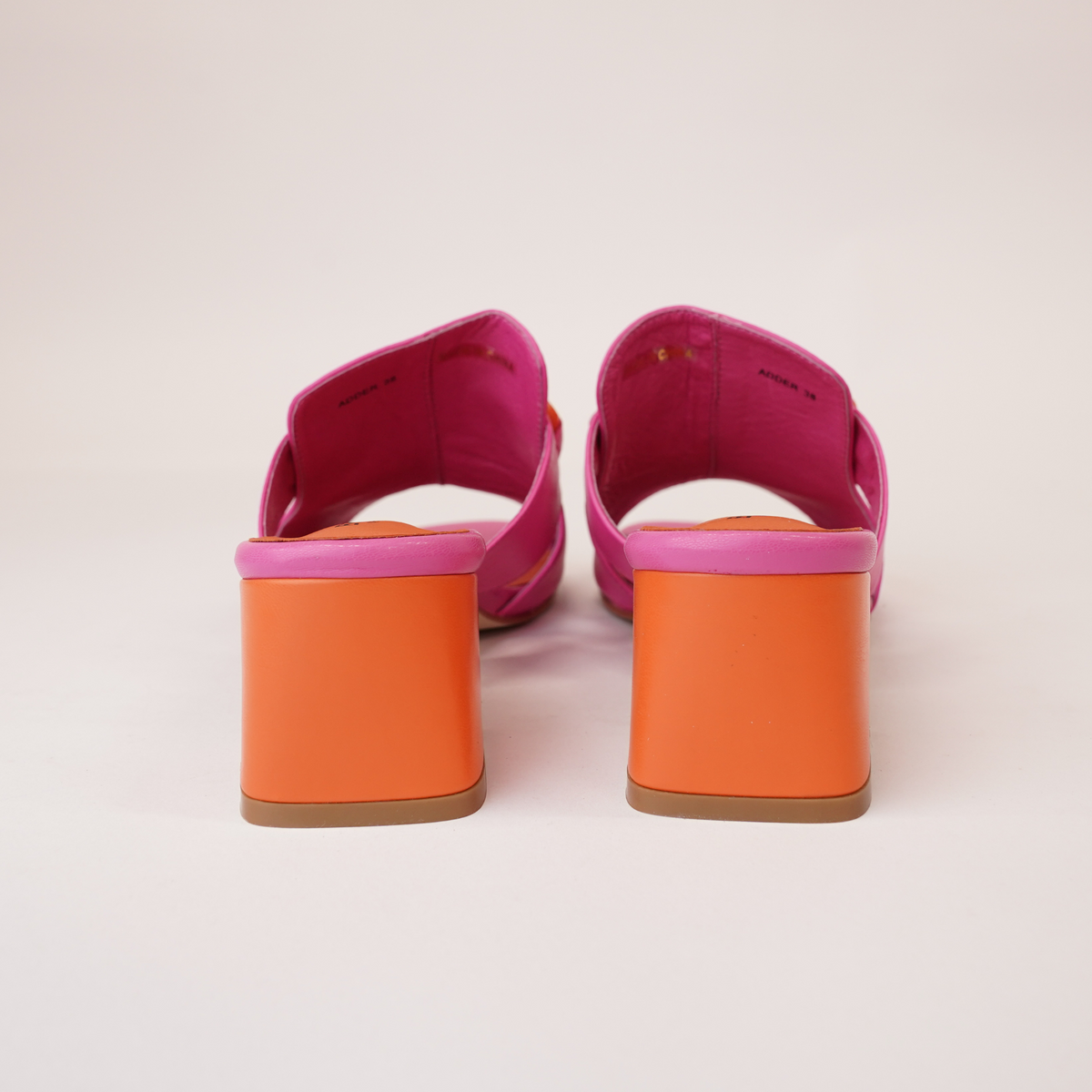 Adder Fuchsia/ Orange Leather Heels - BRESLEY | Shouz