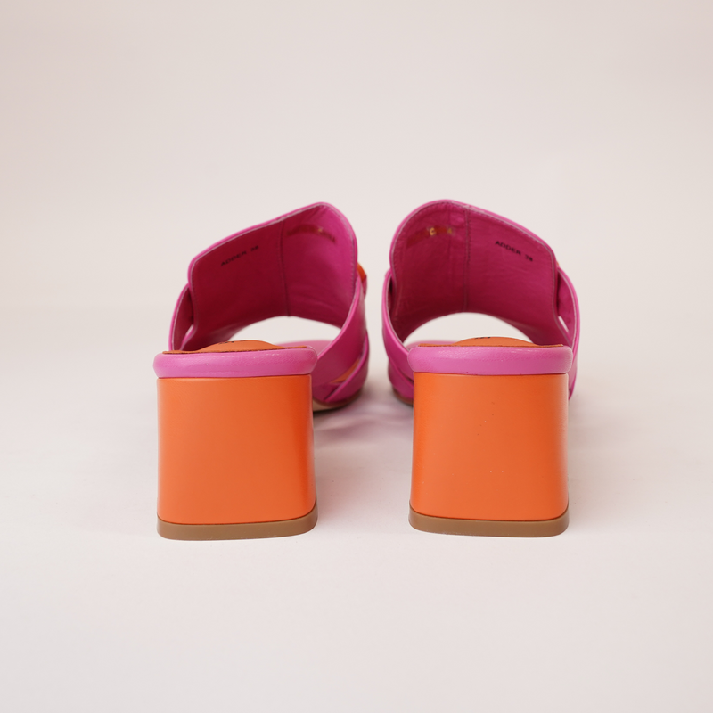 Adder Fuchsia/ Orange Leather Heels