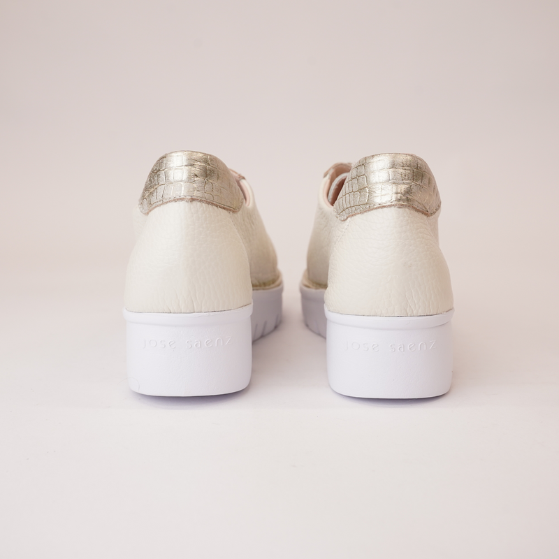 Js-4420 Beige/ Champagne Leather Sneakers