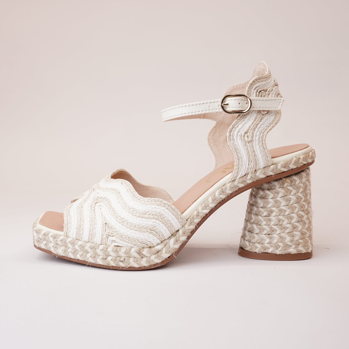 Danae White Multi Leather Espadrille Heels - GAIMO | Shouz