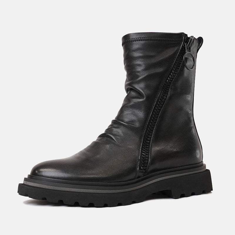 Skarlet Black Leather Ankle Boots