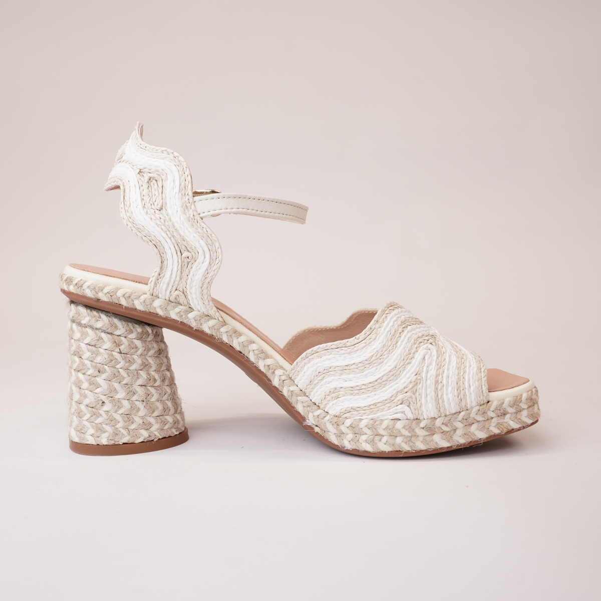 Danae White Multi Leather Espadrille Heels - GAIMO | Shouz