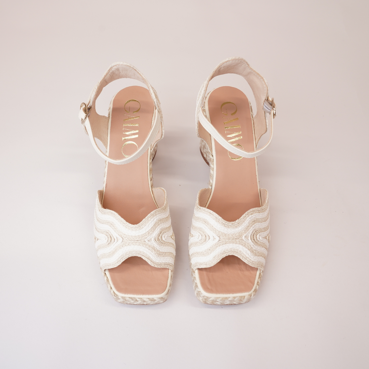 Danae White Multi Leather Espadrille Heels - GAIMO | Shouz