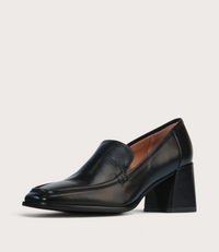Verde Black Leather Heels