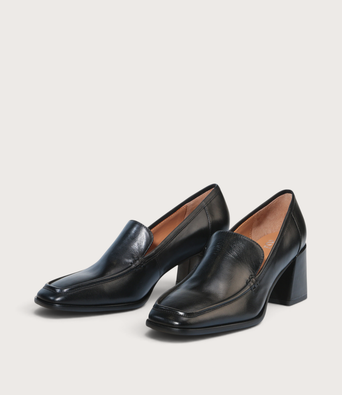 Verde Black Leather Heels