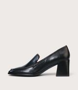 Verde Black Leather Heels