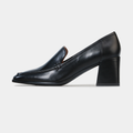 Verde Black Leather Heels