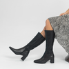 Swap Black Leather Knee High Boots
