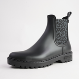 Gaudi Negro/ Leopard Negro Matte Animal Gumboots - VERBENAS | Shouz