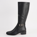Tenrey Black Leather Knee High Boots