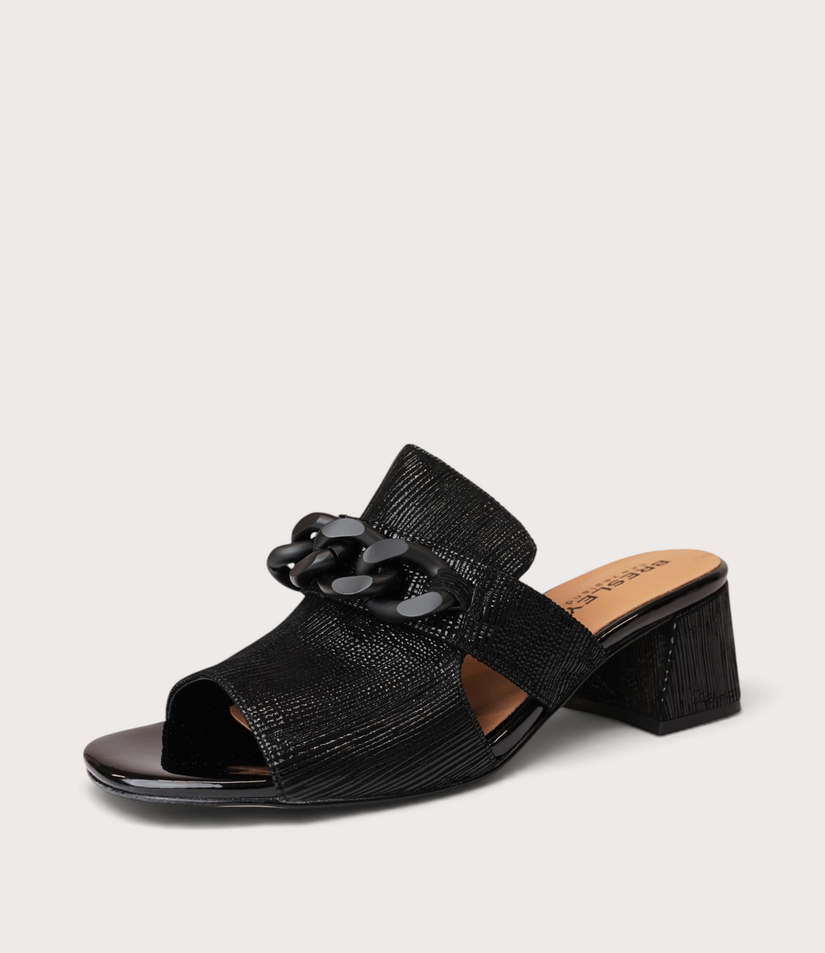 Adder Black Shimmer Leather Heels