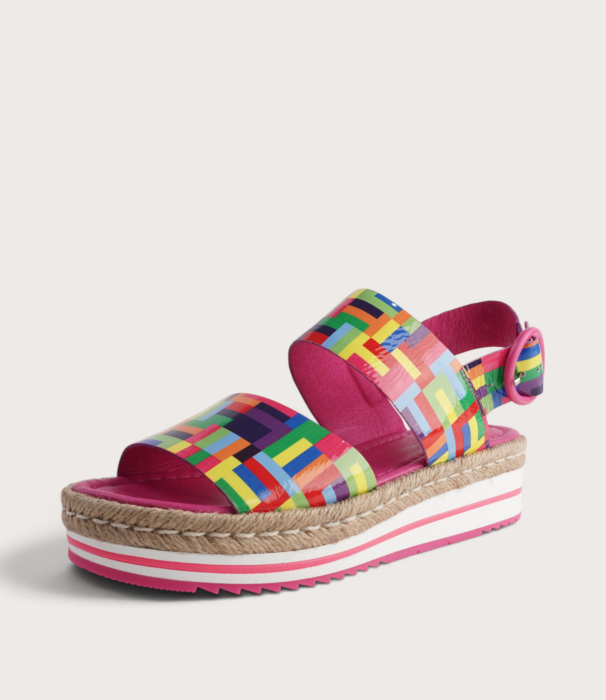 Atha Pink Stripe Multi Leather Sandals