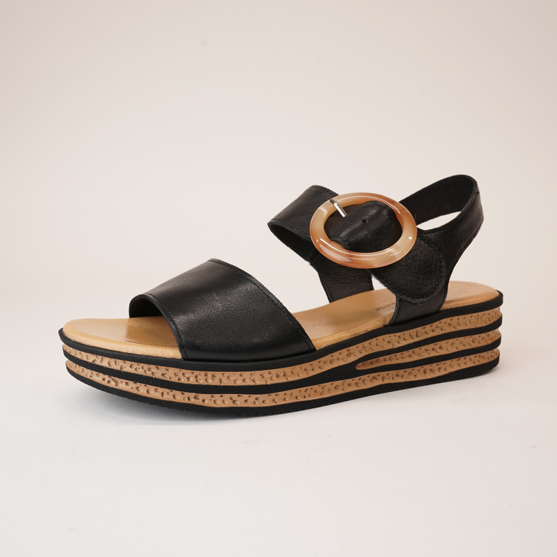 Cubbie Black Leather Sandals