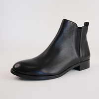 Nakta Black Leather/ Black Heel Ankle Boots