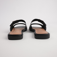 Larino Black Leather Slides