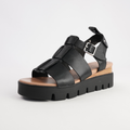 Relie Black Leather Sandals