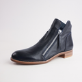 Norys Navy Leather Ankle Boots