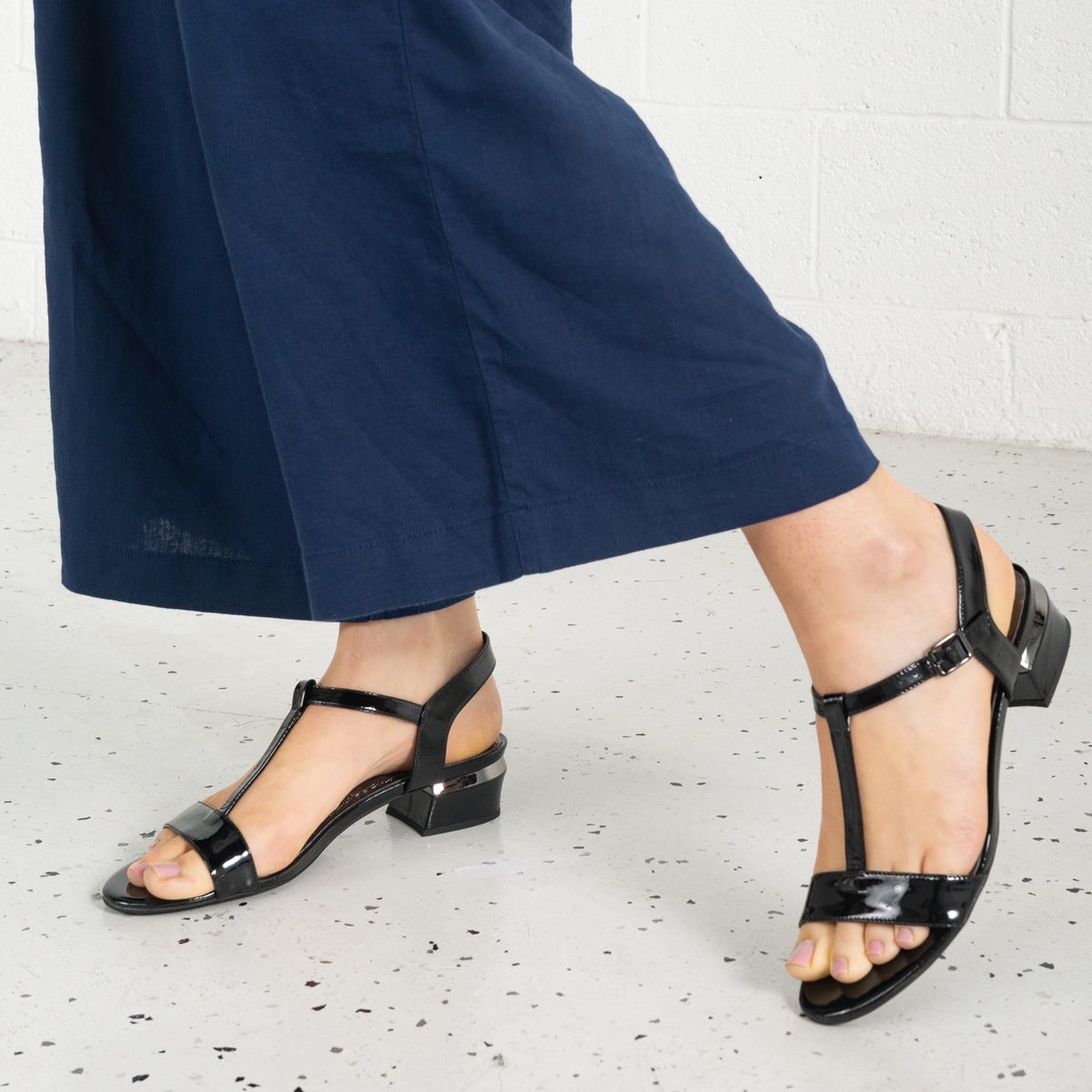 Taner Black Patent Leather Heels