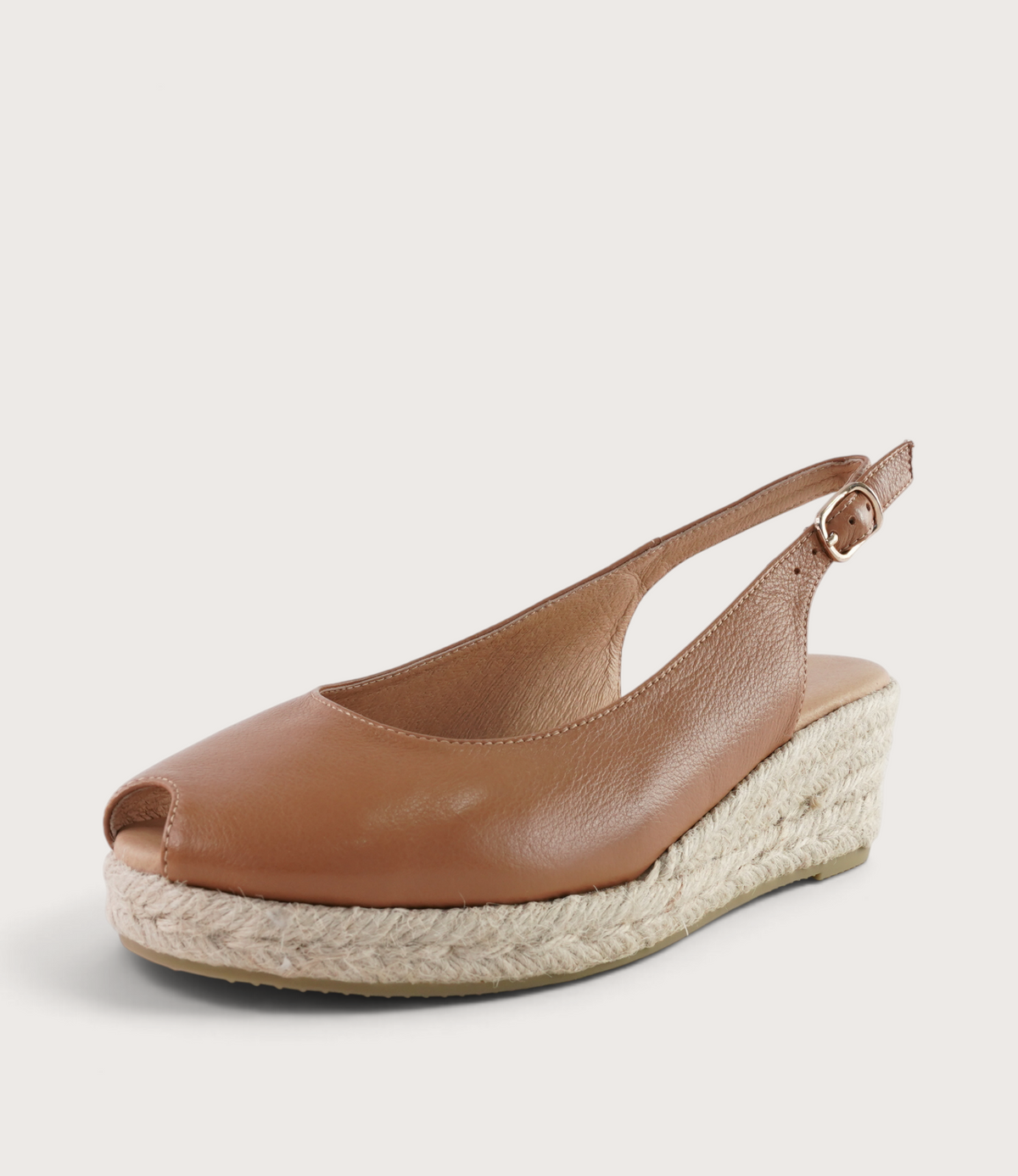 Saniarly Dark Tan Leather Espadrille Wedges